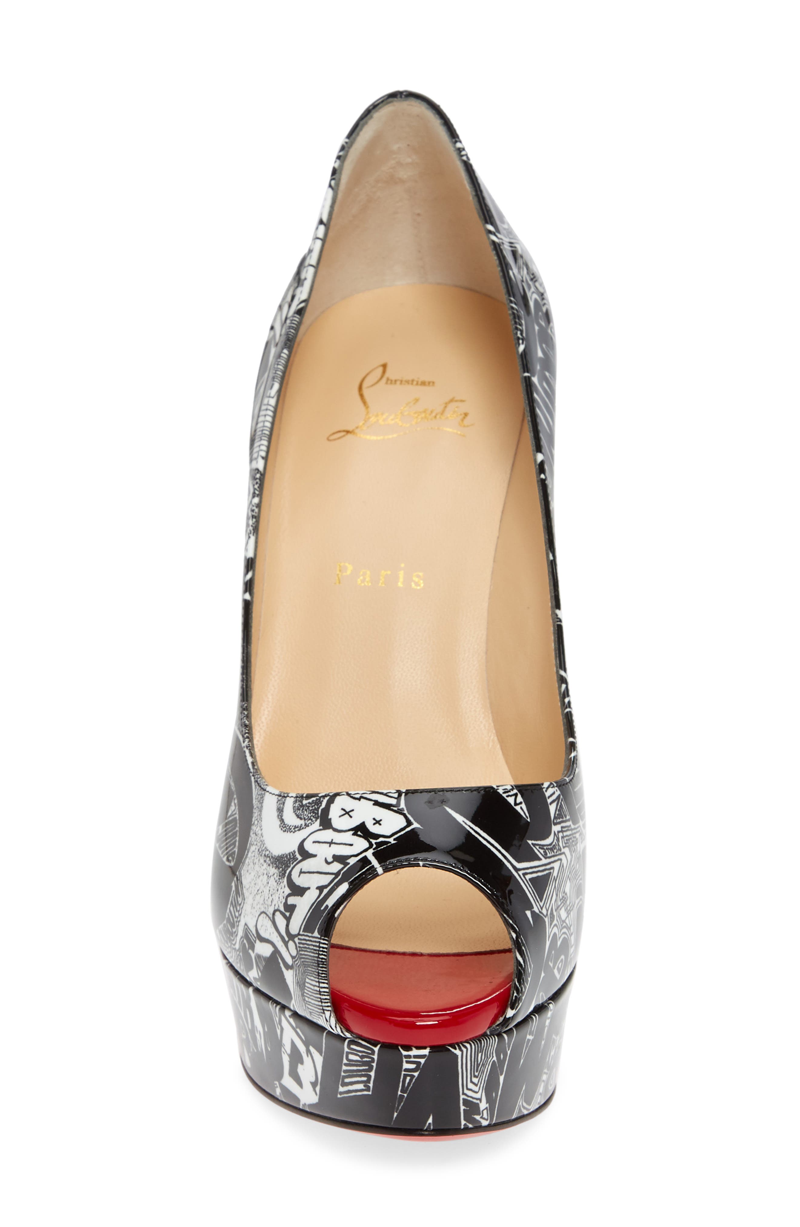 Christian Louboutin Fetish Graffiti Peep Toe Platform Pump, Alternate, color, 
