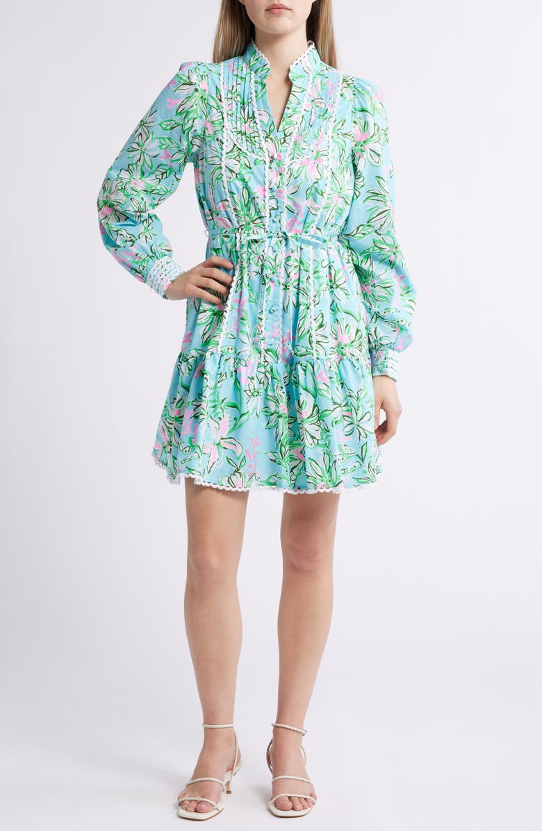 Lilly Pulitzer<sup>®</sup> Arletta Floral Print Long Sleeve Cotton Dress, Main, color, 