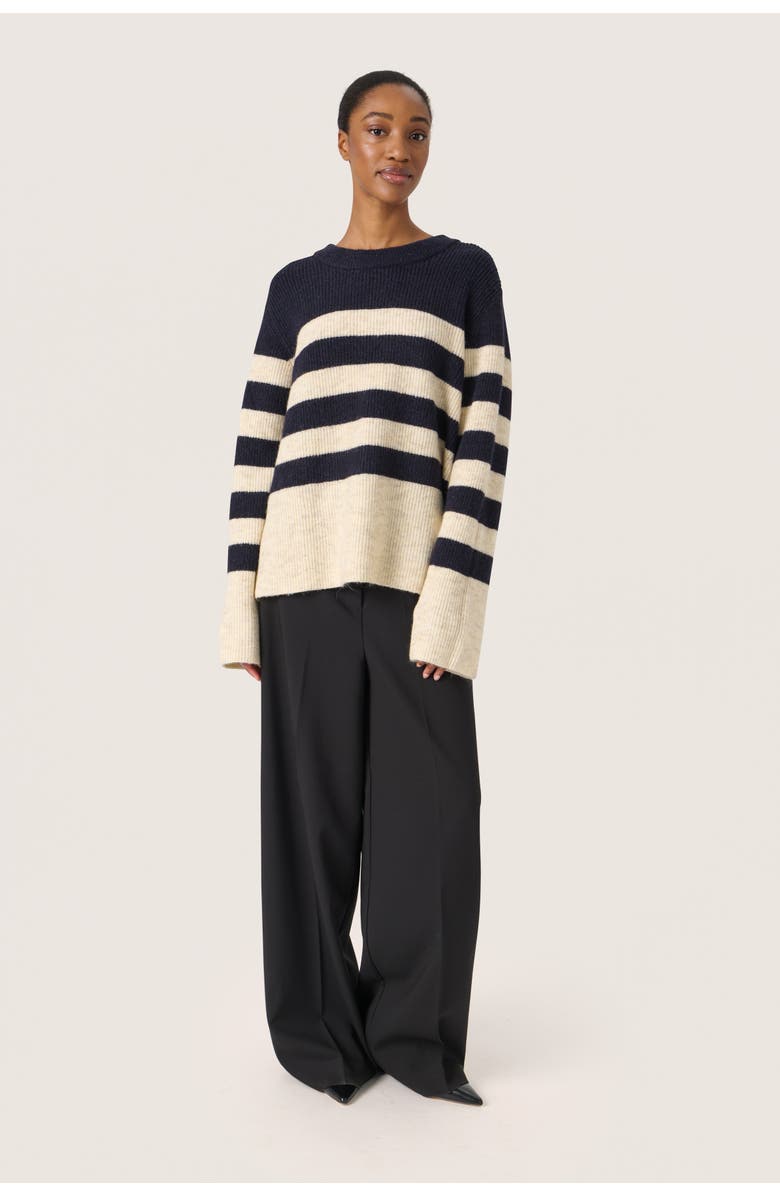 Soaked in Luxury SLSelta Knitted Striped Pullover, Alternate, color, Night Sky/Sandshelll