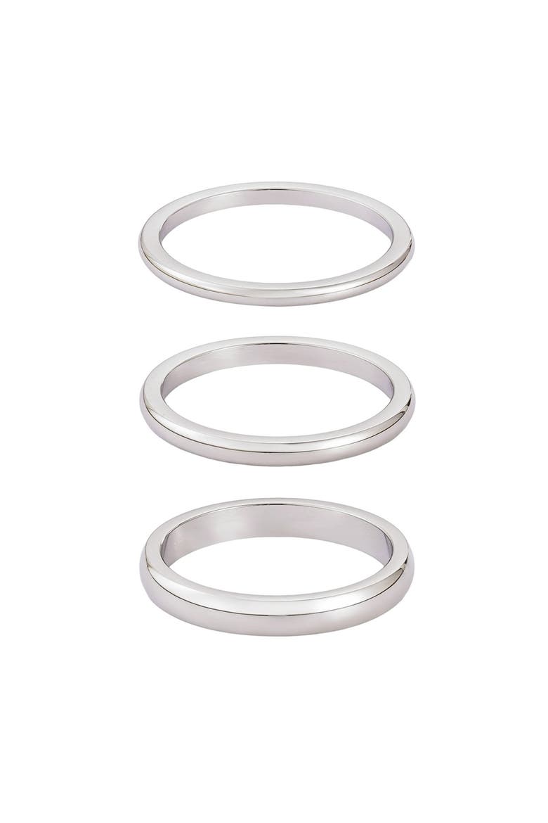 Set of 3 Stackable Band Rings, Main, color, SILVER