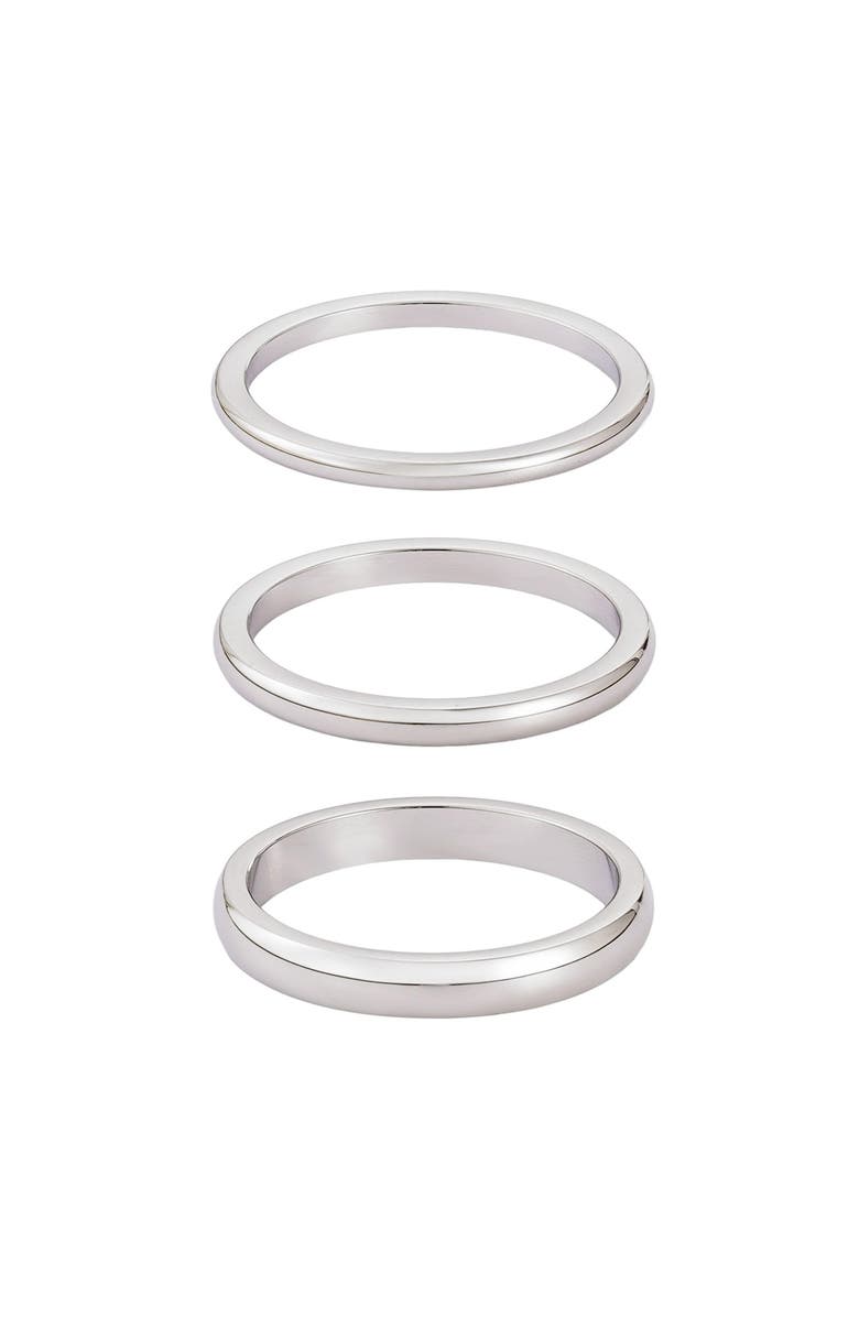 Adornia Set of 3 Stackable Band Rings, Main, color, Silver