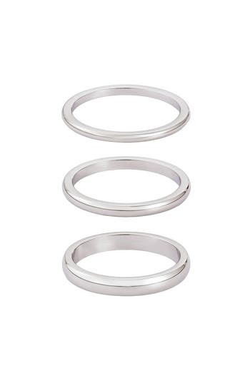 Adornia Set Of 3 Stackable Band Rings In Silver