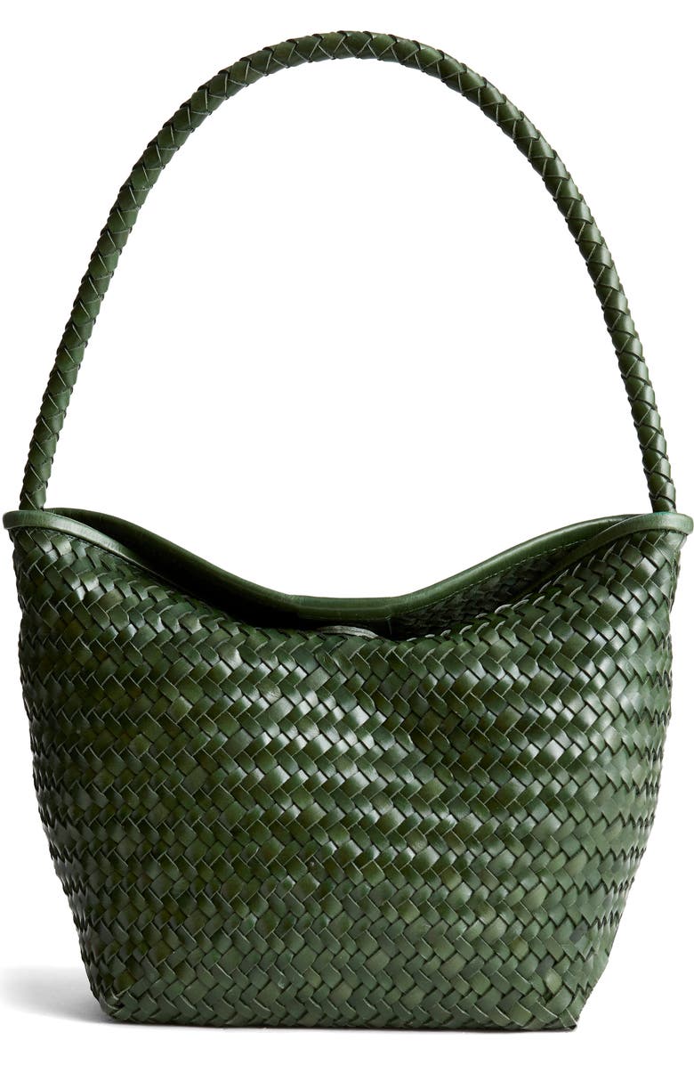 Madewell The Handwoven Leather Shoulder Bag, Main, color, Golf Green