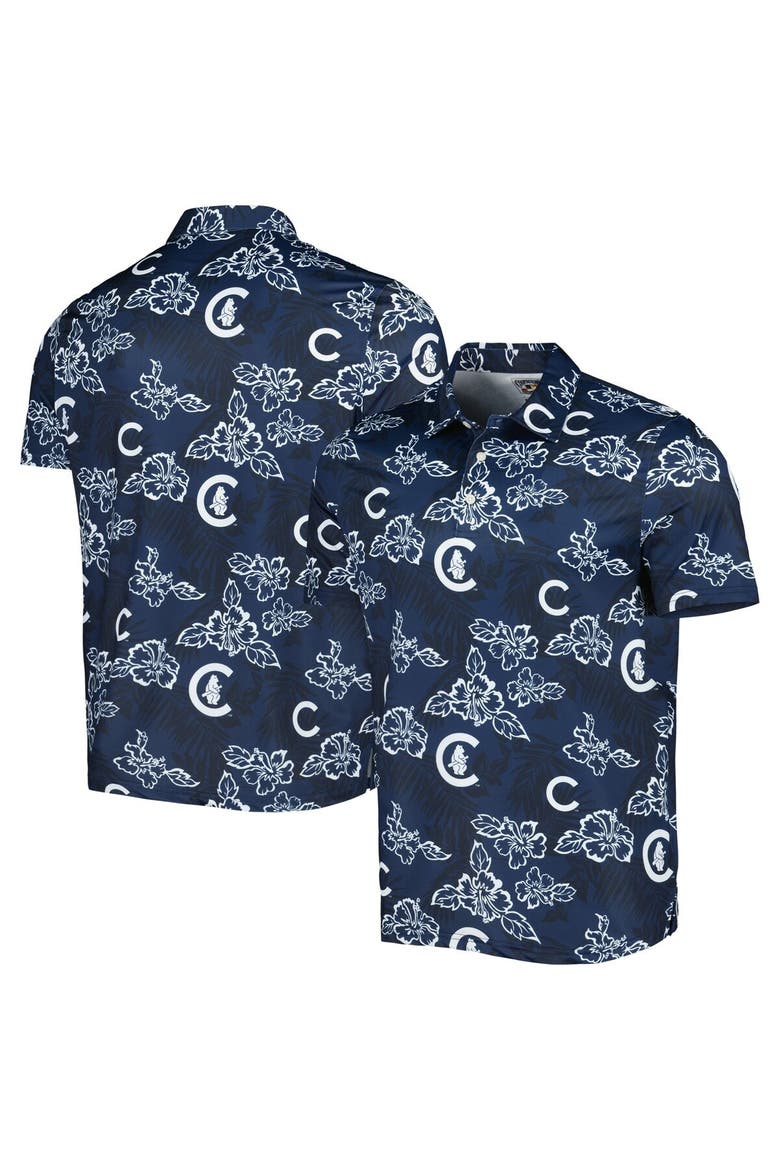 Men's Reyn Spooner Navy Chicago Cubs Cooperstown Collection Puamana Print Polo, Main, color, Navy