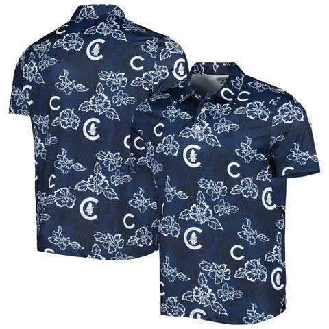 Men's Reyn Spooner Navy Chicago Cubs Cooperstown Collection Puamana Print Polo