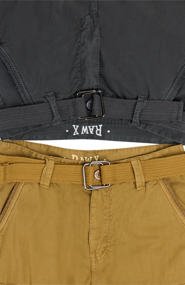 XRAY Kids' 2-Pack Belted Twill Cargo Shorts, Alternate, color, Charcoal/ British Khaki