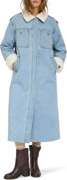 Belle & Bloom Chill Rider Faux Shearling Lined Denim Coat