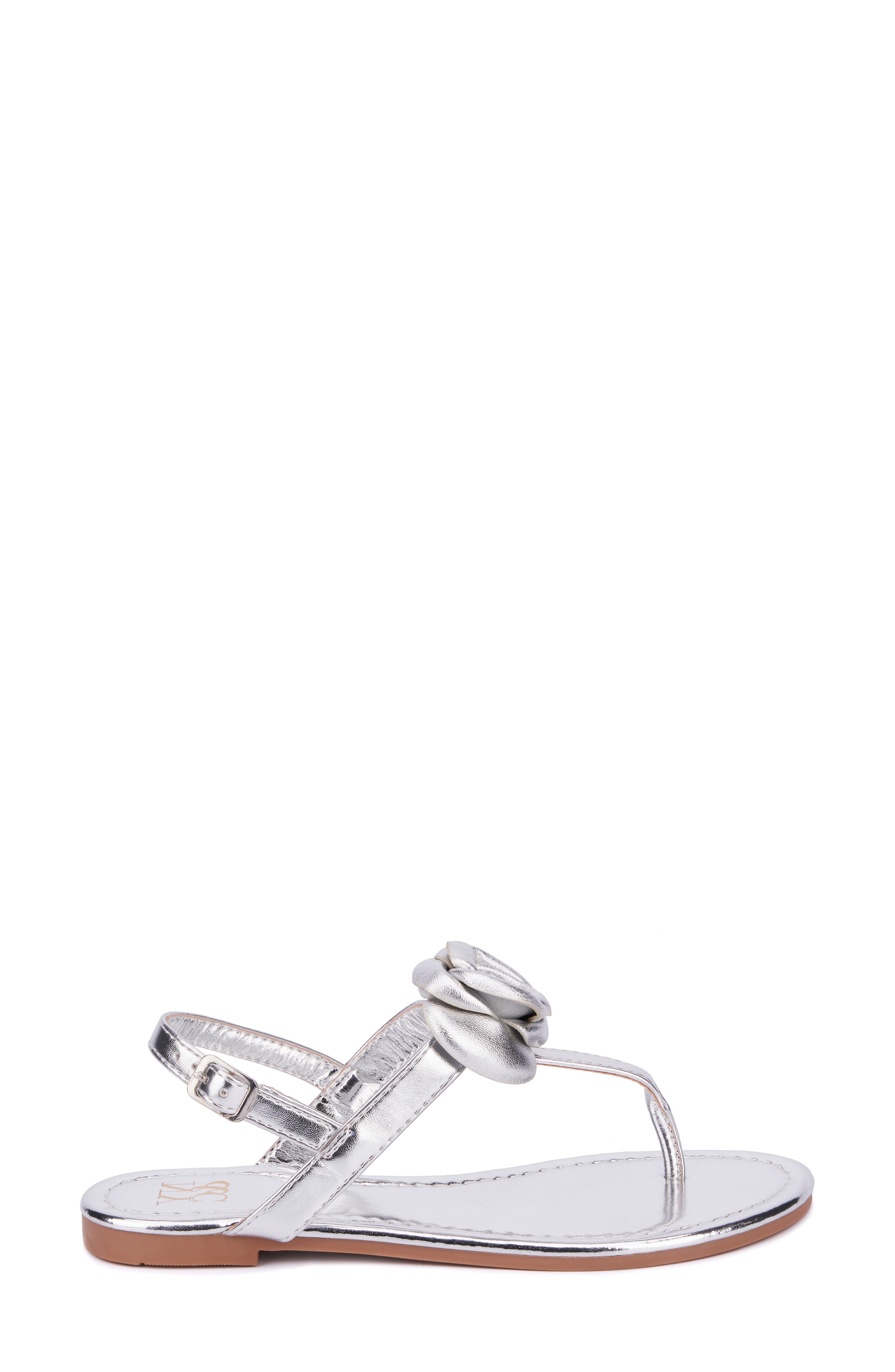 NEW YORK AND COMPANY Rosette Thong Sandal, Alternate, color, Silver