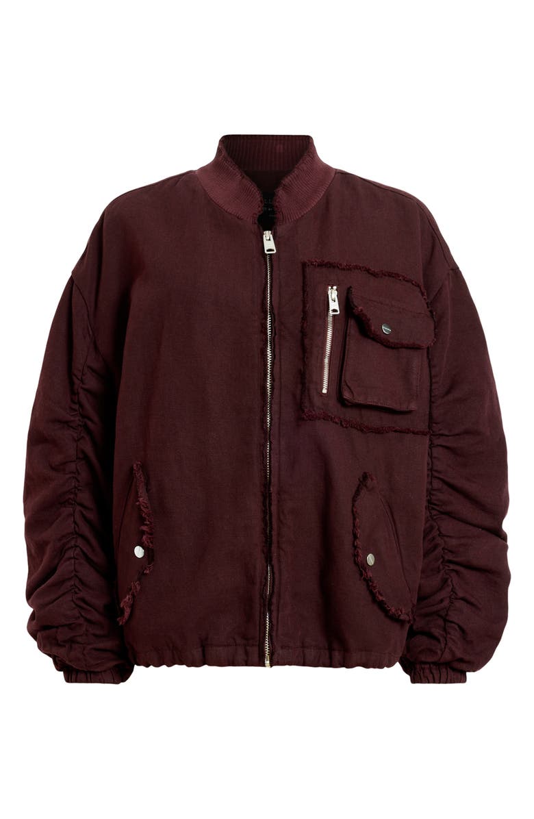 AllSaints Rue Cotton & Linen Bomber Jacket, Alternate, color, Dark Wine Red