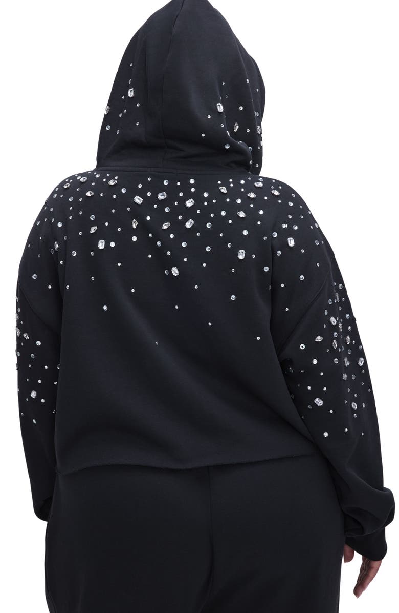 Good American Allover Crystal Crop Hoodie, Alternate, color,