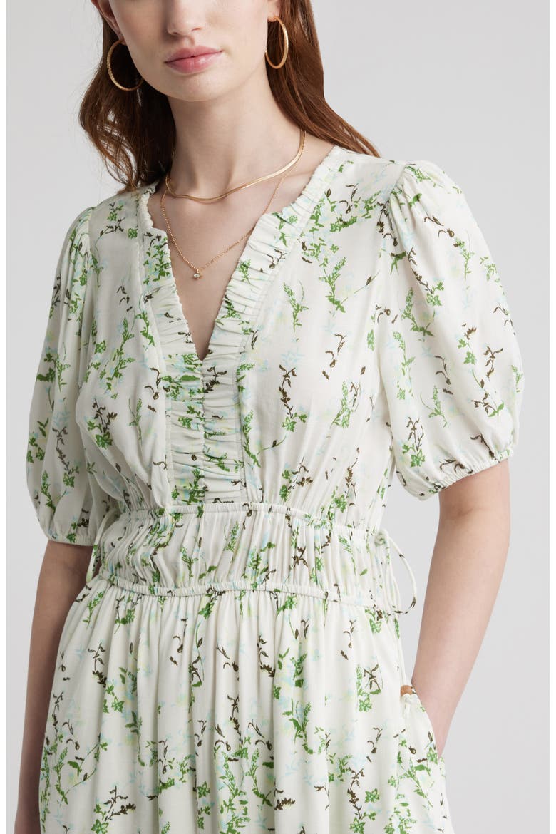 Print Puff Sleeve Minidress, Alternate, color, IVORY- BLUE LILIBET FLORAL