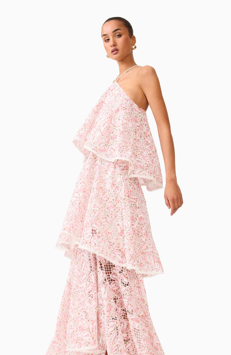 Elliatt Valencia Floral Tiered Gown, Alternate, color, Pink Multi