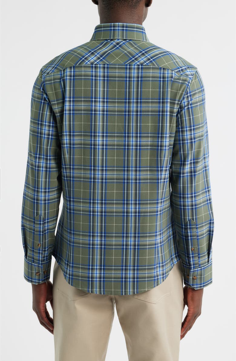 Mizzen+Main City Trim Fit Plaid Flannel Button-Down Shirt, Alternate, color, Olive Thomas Plaid