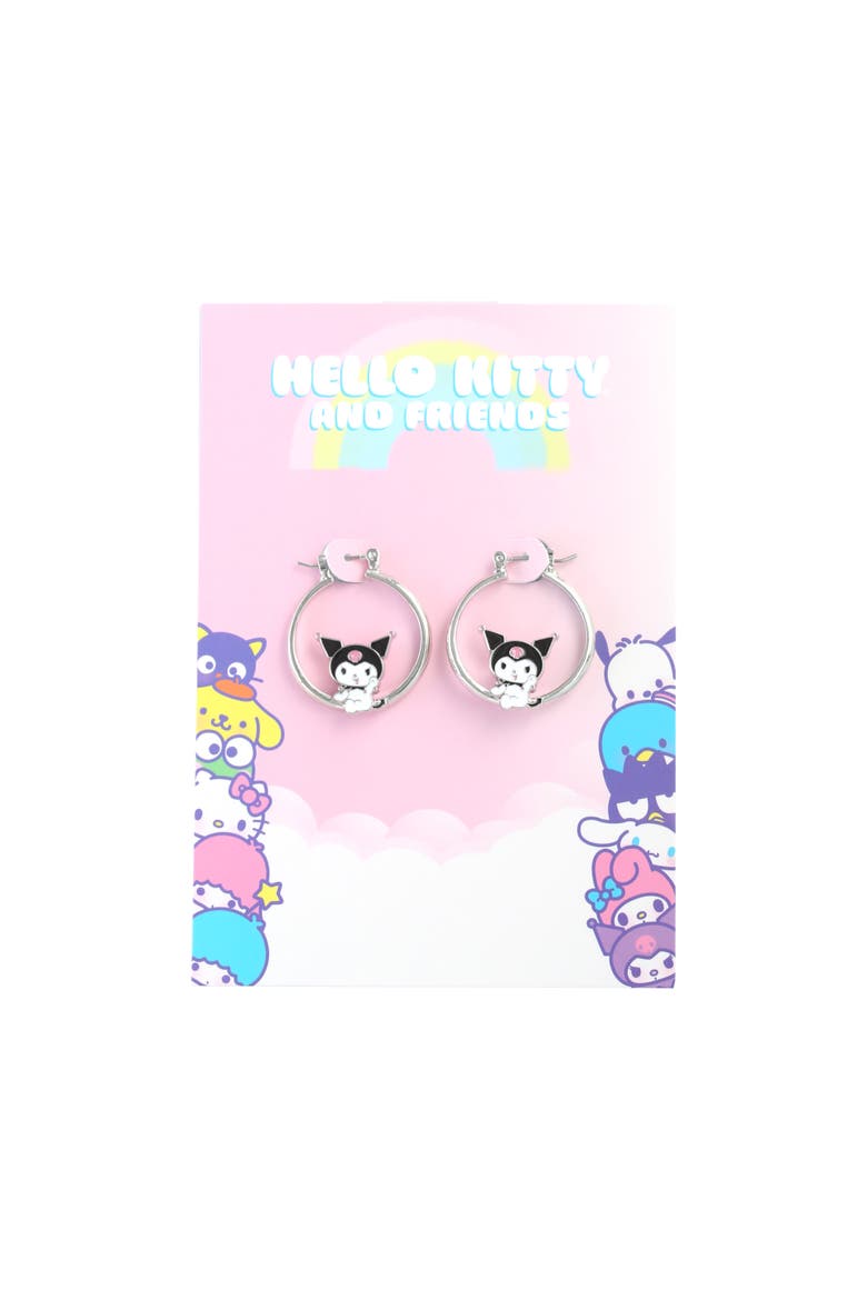 Kuromi Hoop Earrings, Alternate, color, Silver Tone
