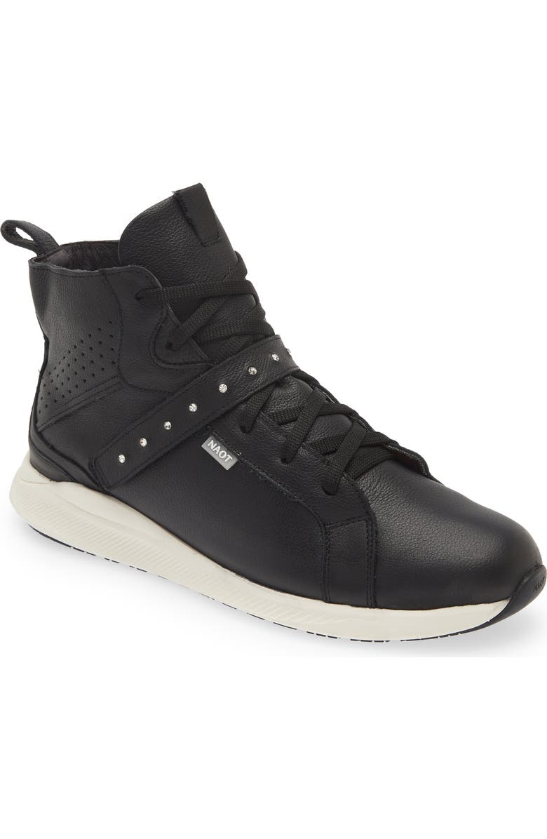 Naot Oxygen Crystal Strap High Top Sneaker, Main, color, Soft Black Leather