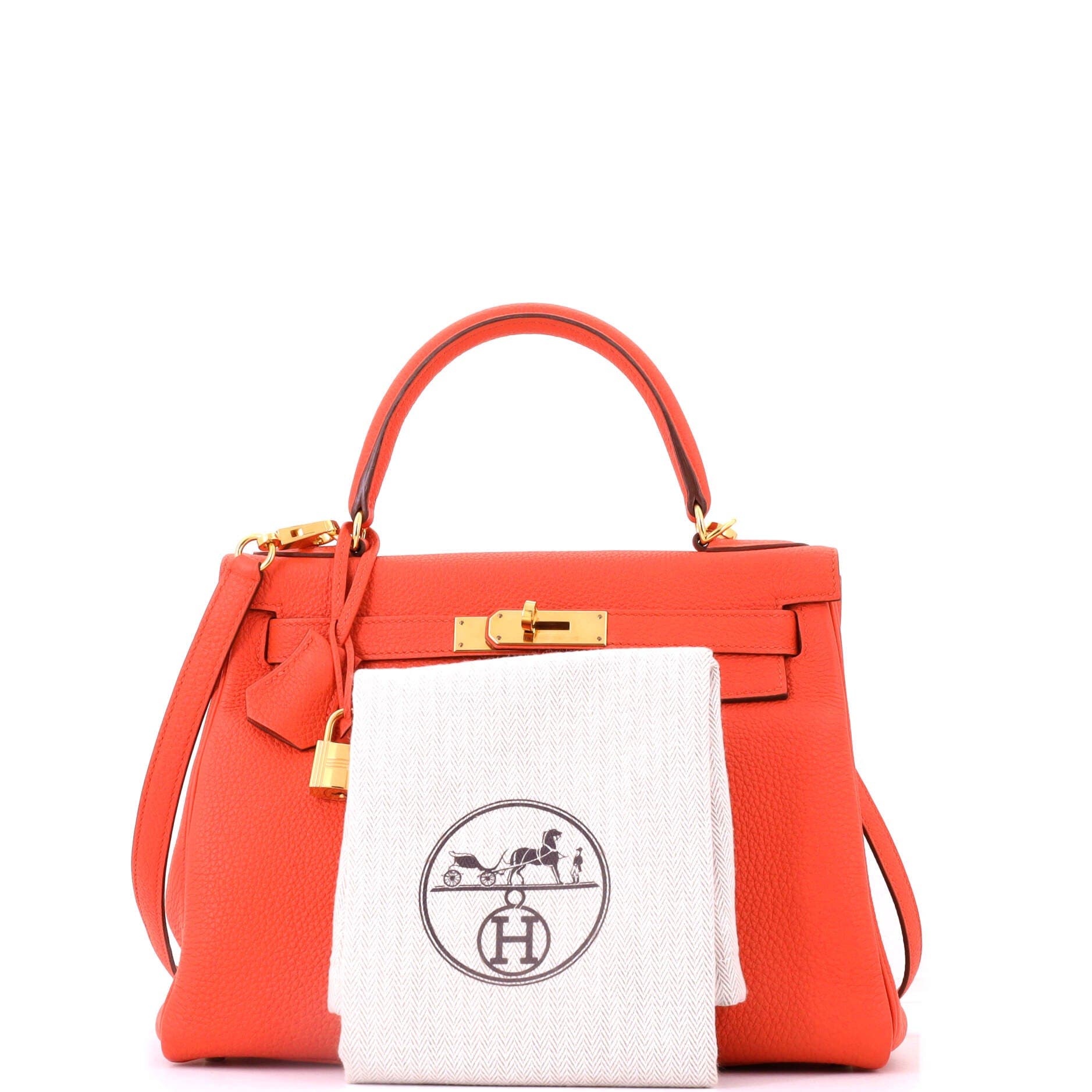 Pre-Owned Hermes Kelly Handbag Orange Togo with Gold Hardware 28, Alternate, color, Capucine
