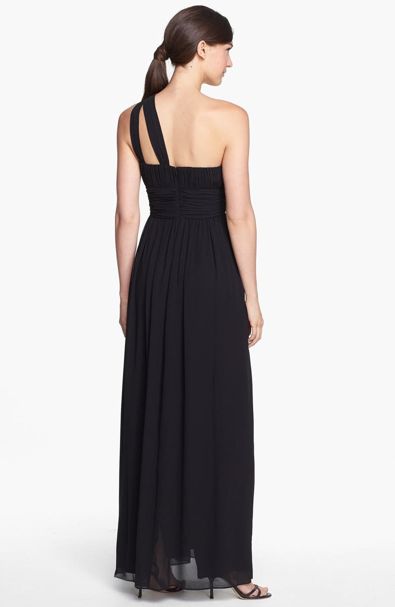 Donna Morgan 'Rachel' Ruched One-Shoulder Chiffon Gown, Alternate, color, 