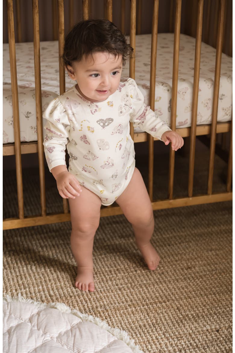 Print Long Sleeve Organic Cotton Bodysuit, Alternate, color, DAYDREAMER
