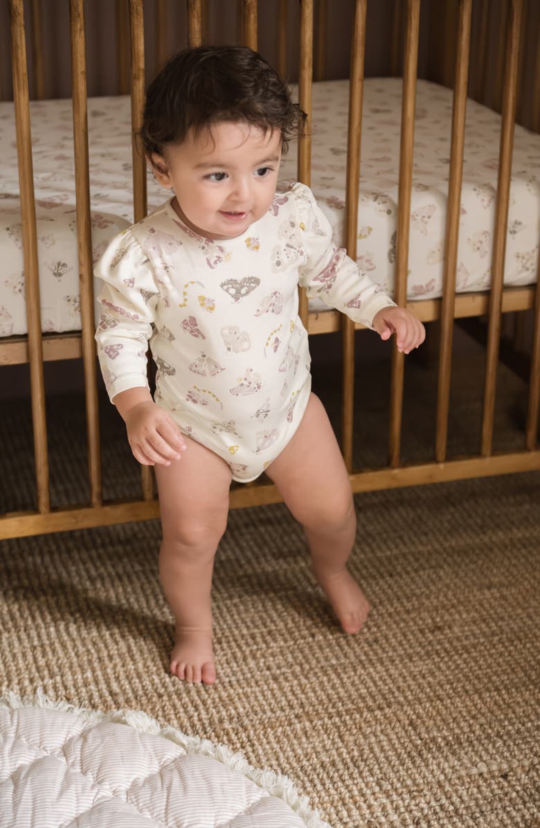 Pehr Print Long Sleeve Organic Cotton Bodysuit, Alternate, color, Daydreamer