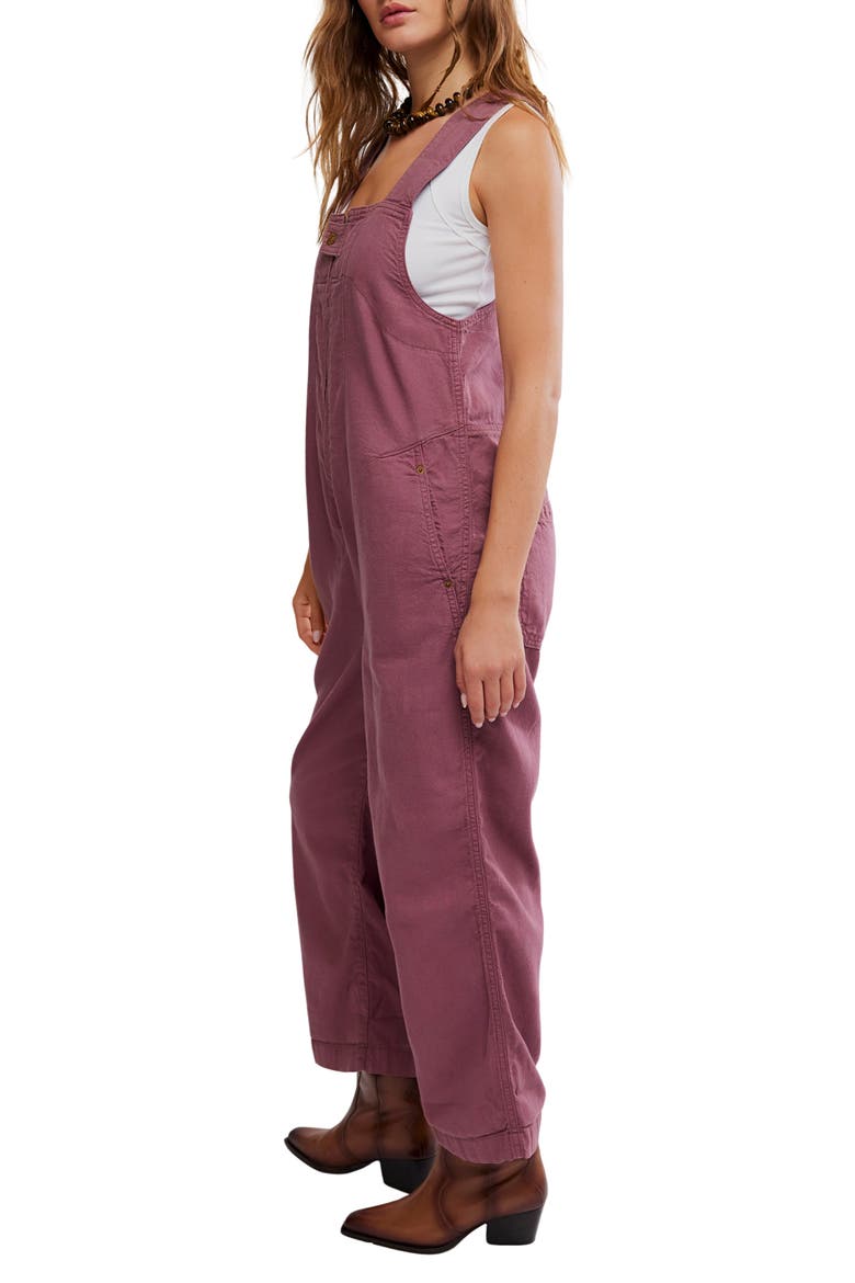 Jude Denim Overalls, Alternate, color, ROSE BROWN