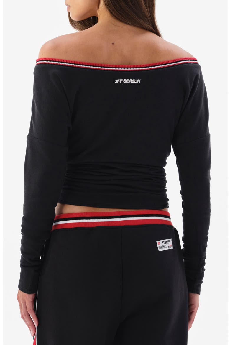 Off the Shouldered Long Sleeve Top, Alternate, color, BLACK