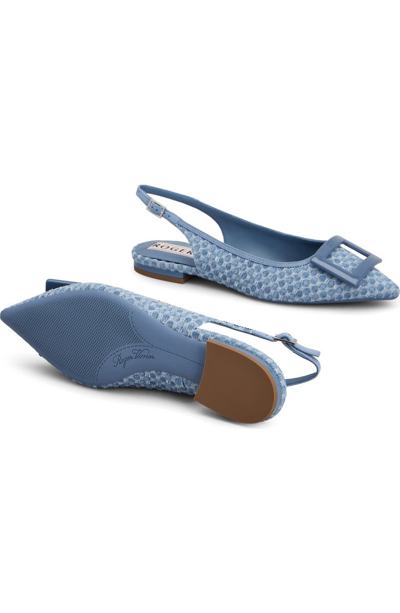 Roger Vivier Gommettine Bordo Jacquard Slingback Flat, Alternate, color, Cielo Scuro