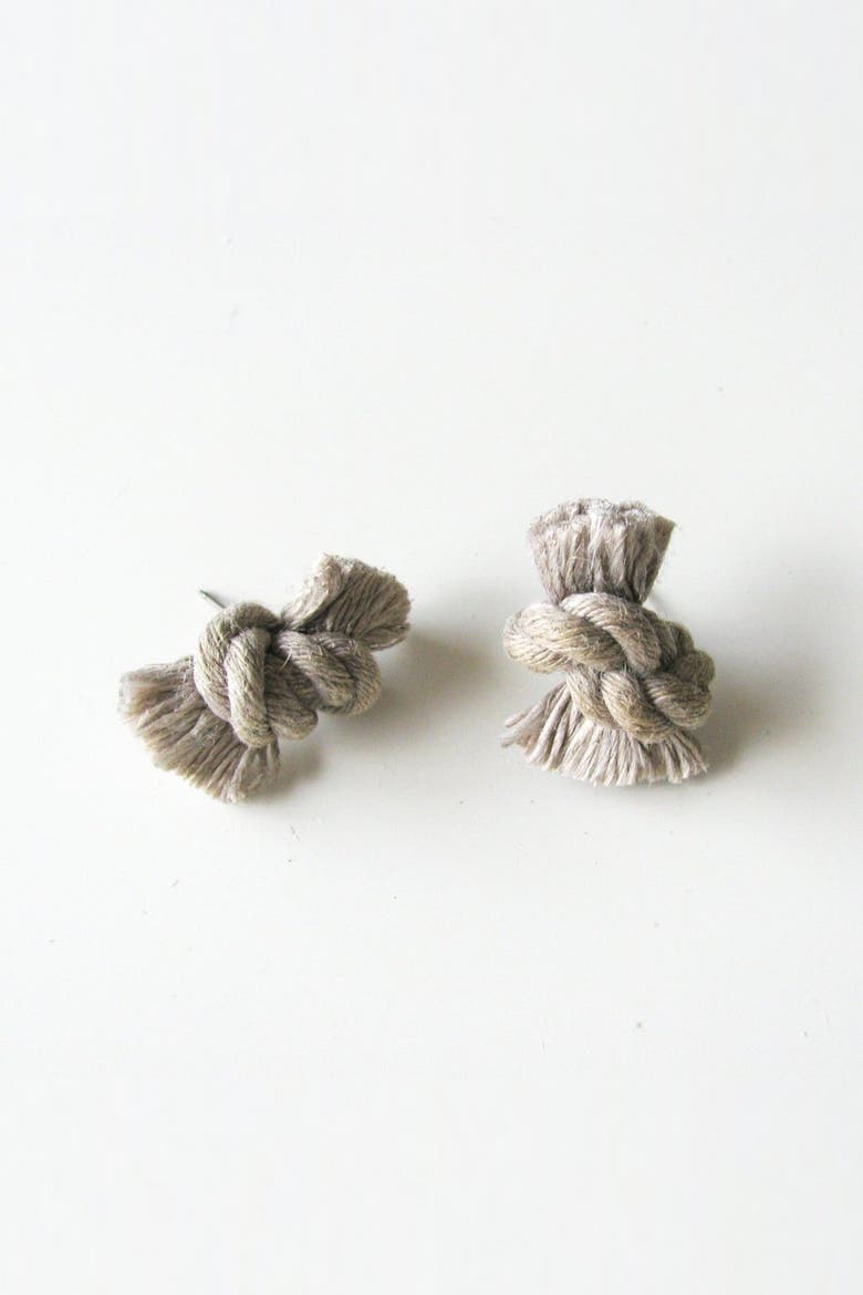 Knot Earrings, Main, color, Natural Linen