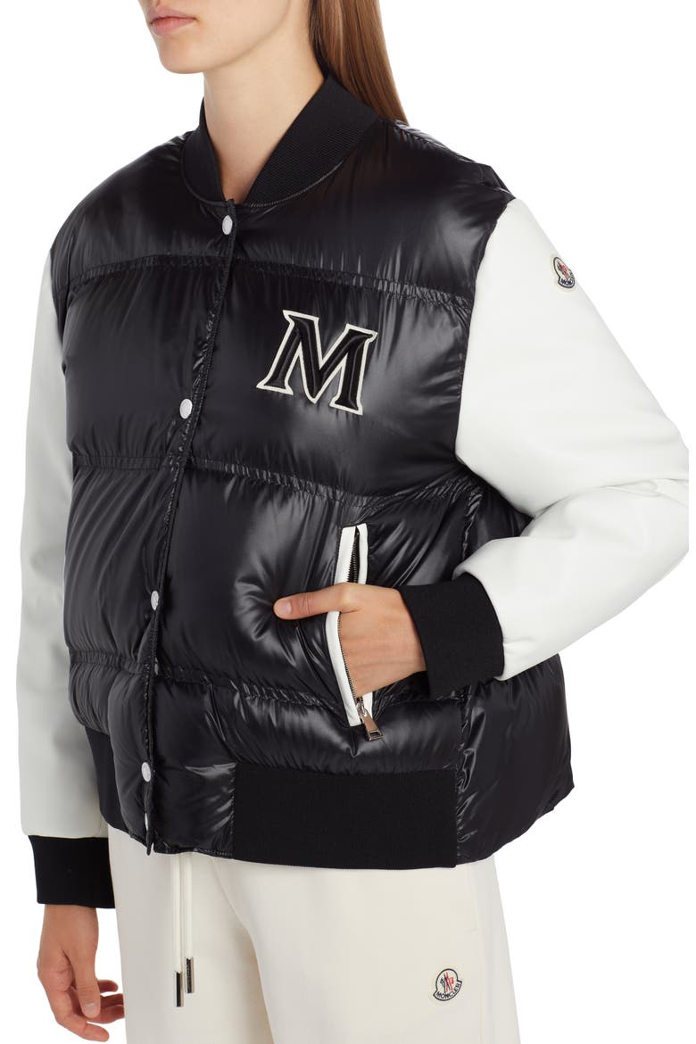 Mole Logo Down Bomber Jacket, Alternate, color, BLACK