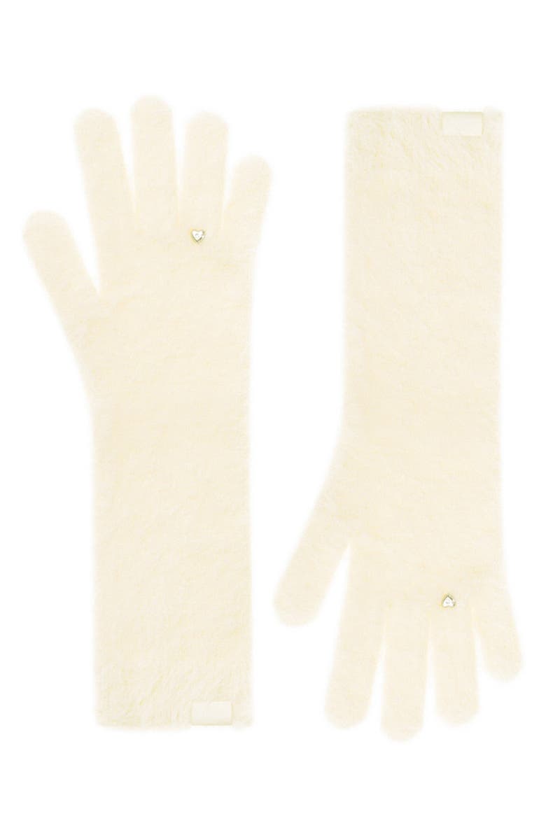 Stand Oil Heart Stud Knit Gloves, Alternate, color, Hairy Cream