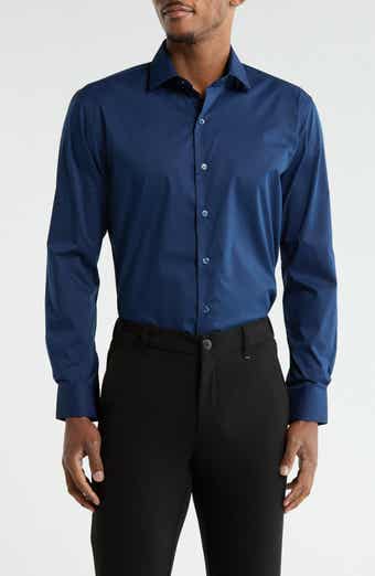 DKNY Navy Solid Stretch Dress Shirt