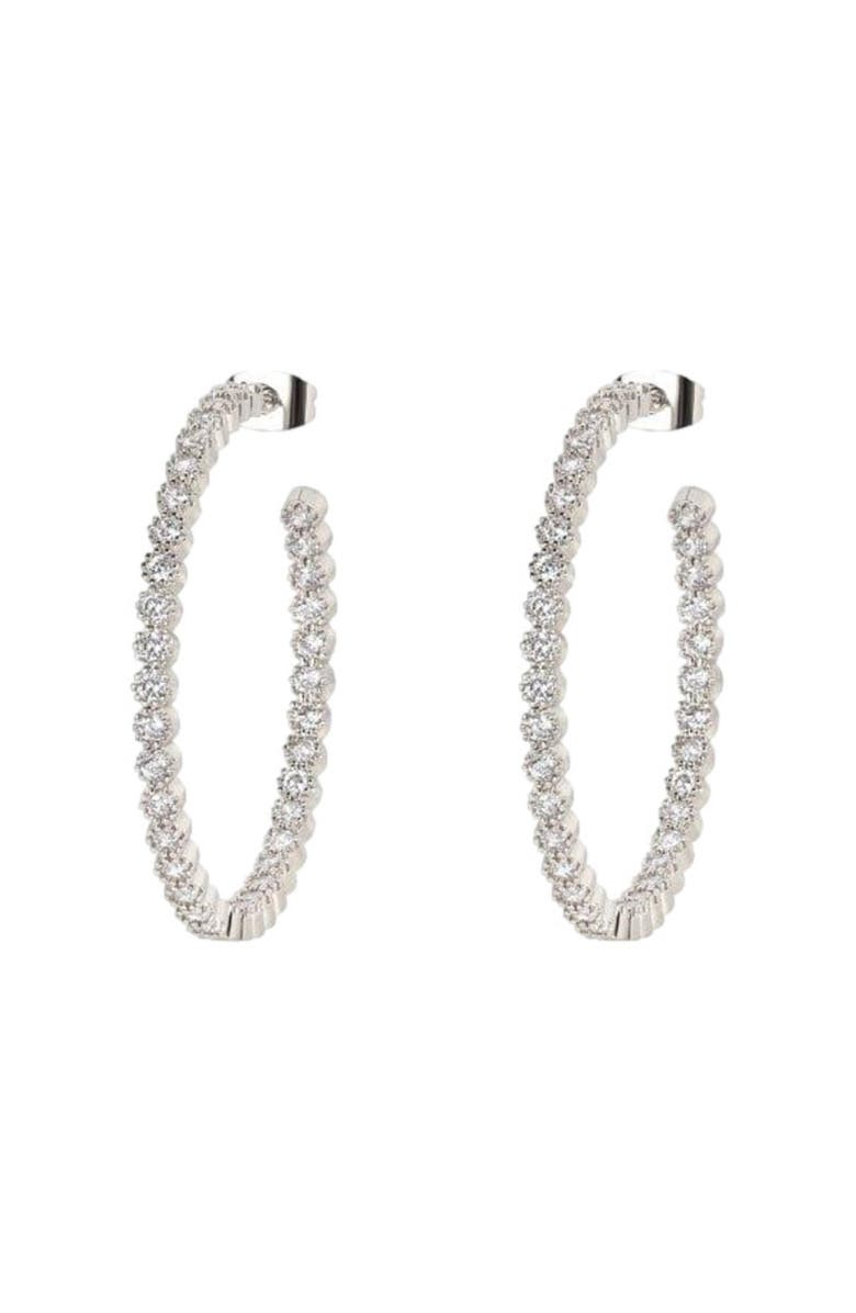 Hollywood Sensation Cubic Zirconia Hoop Earrings, Main, color, Silver