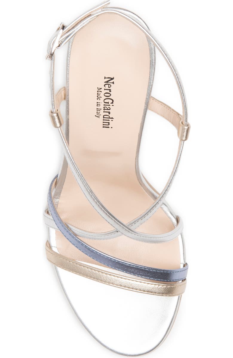 NeroGiardini Asymmetric Strappy Sandal, Alternate, color, Metallic