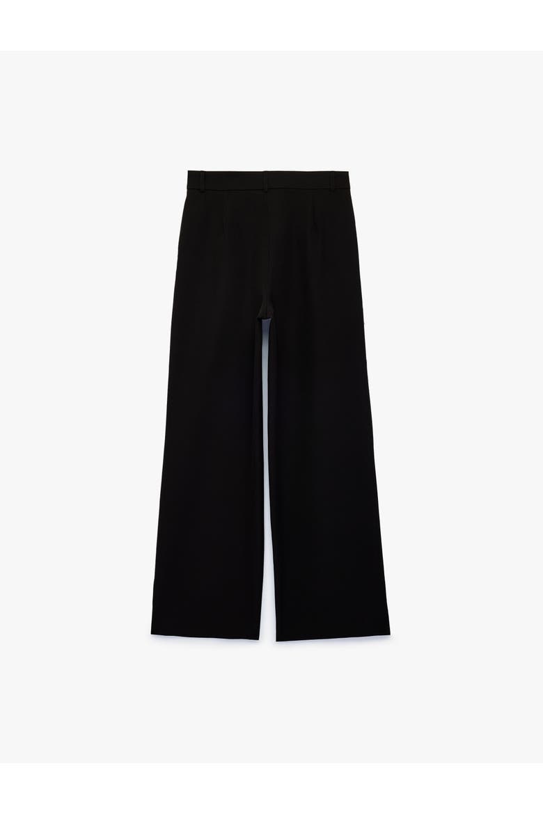 High Rise Tailored Wide Leg Trousers With Pleat, Alternate, color, BLACK