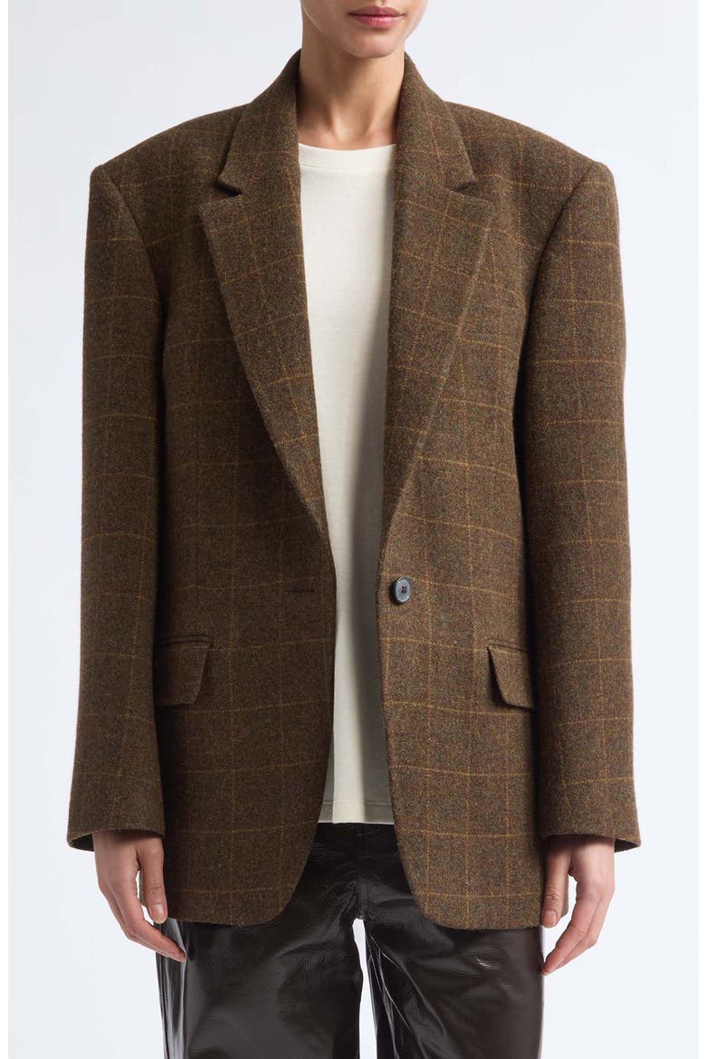 Oversize Check Wool Jacket, Main, color, MOSS CHECK