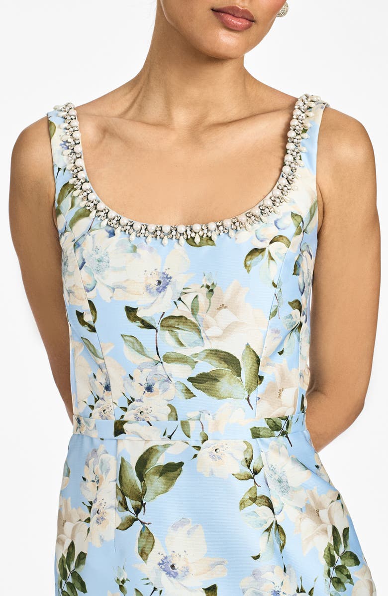 Sachin & Babi Lana Floral Satin Mikado Gown, Alternate, color, Sky Camellia