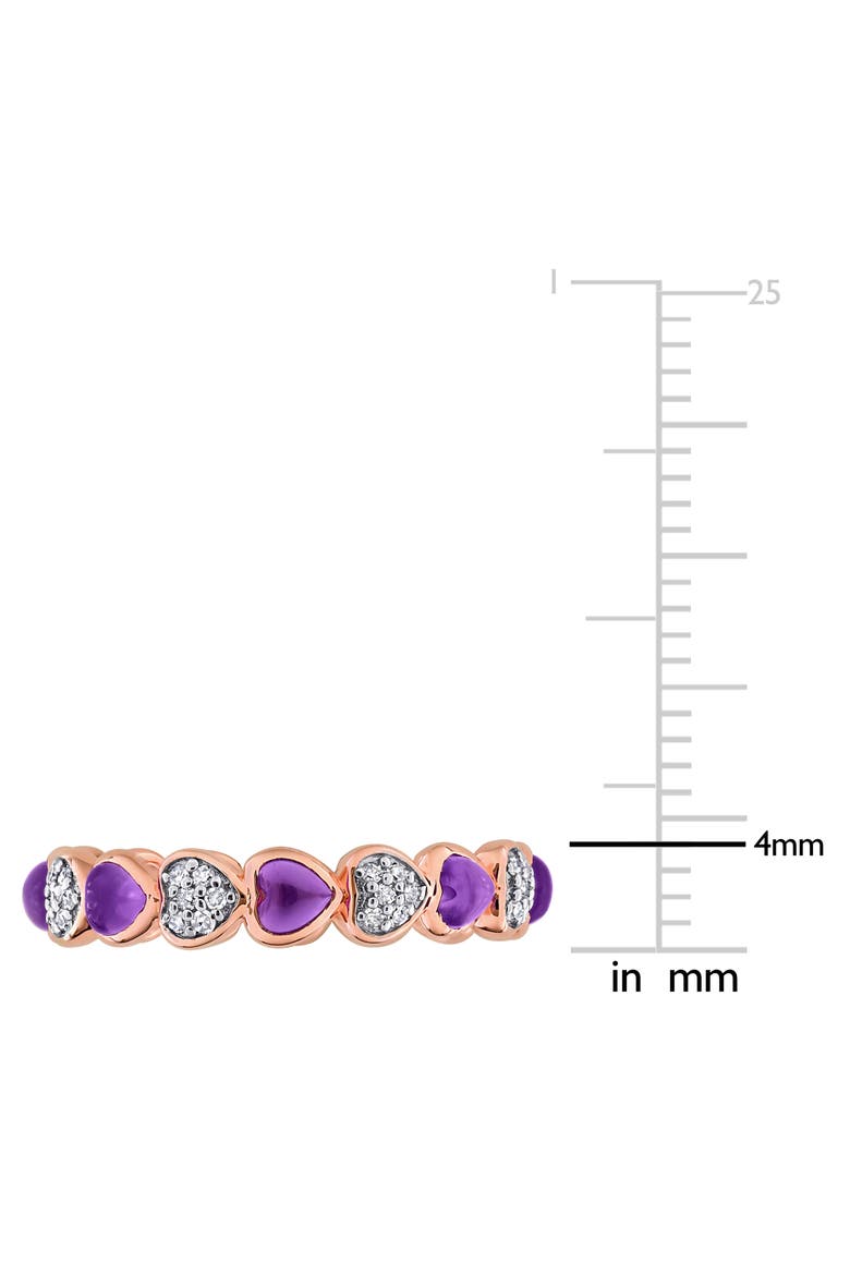 African Amethyst & Diamond Heart Eternity Band Ring, Alternate, color, PURPLE