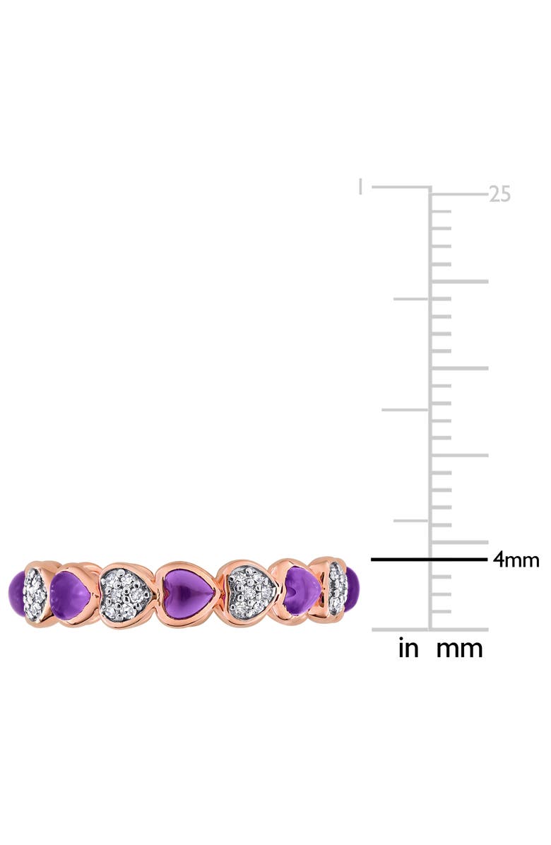 DELMAR African Amethyst & Diamond Heart Eternity Band Ring, Alternate, color, Purple