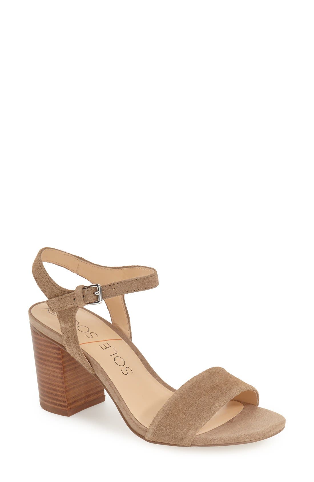 'Linny' Ankle Strap Sandal, Main, color, TAUPE
