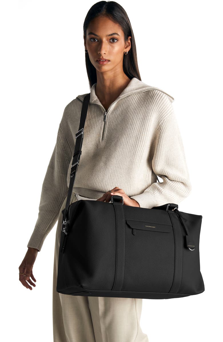 MAISON de SABRÉ Leather Duffle Bag, Alternate, color, Black Caviar