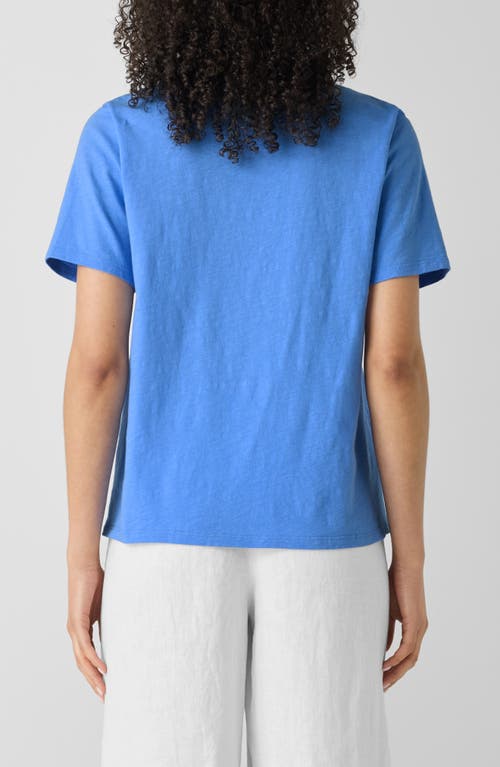 Eileen Fisher Easy V-neck Organic Cotton T-shirt In Ultramarine