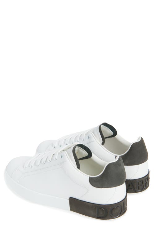 Dolce & Gabbana White Leather Portofino Sneakers In White