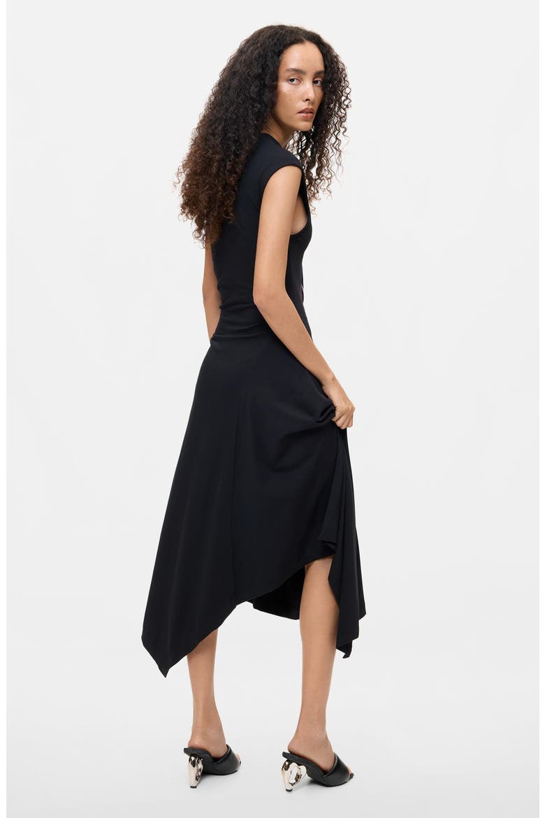 Asymmetric Floral Dress, Alternate, color, BLACK