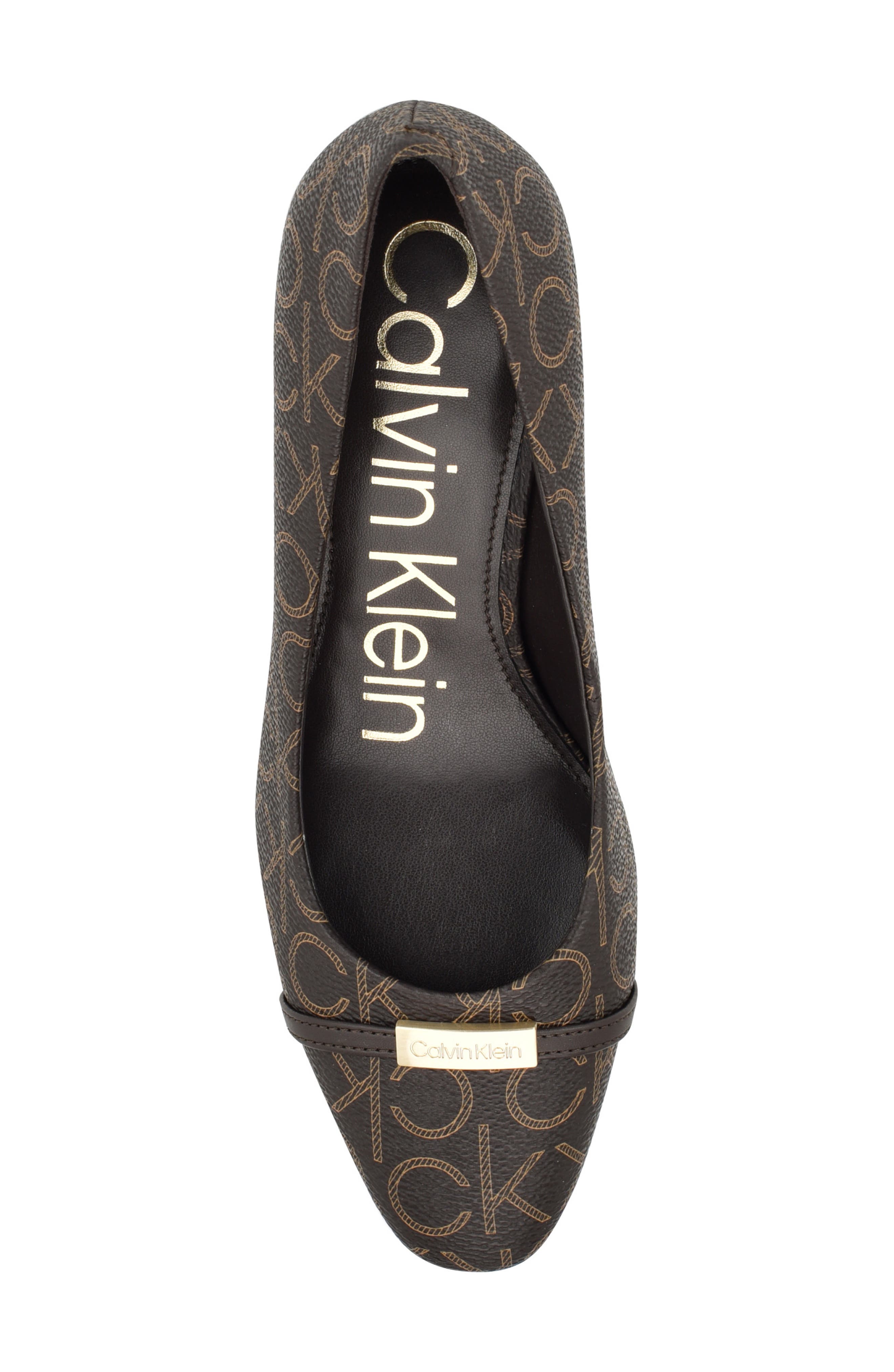 Unesta Pointed Toe Pump, Alternate, color, BROWN LOGO