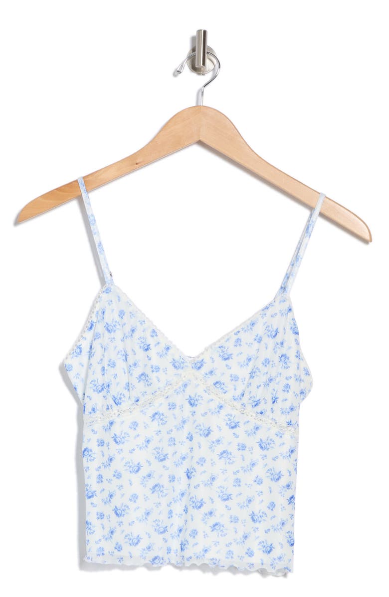 Abound Sweet Mesh Lace Trim Camisole, Alternate, color, White- Blue Vera Floral