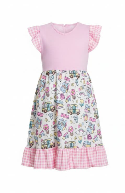 School Days Pink Gingham Ruffle Dress