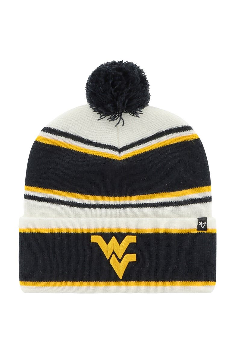 Youth '47  White West Virginia Mountaineers Stripling Cuffed Knit Hat with Pom, Main, color, White