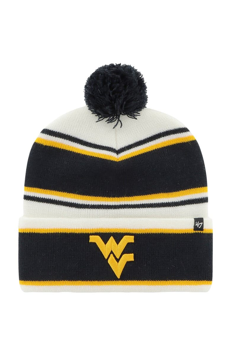 '47 Youth '47 White West Virginia Mountaineers Stripling Cuffed Knit Hat with Pom, Main, color,