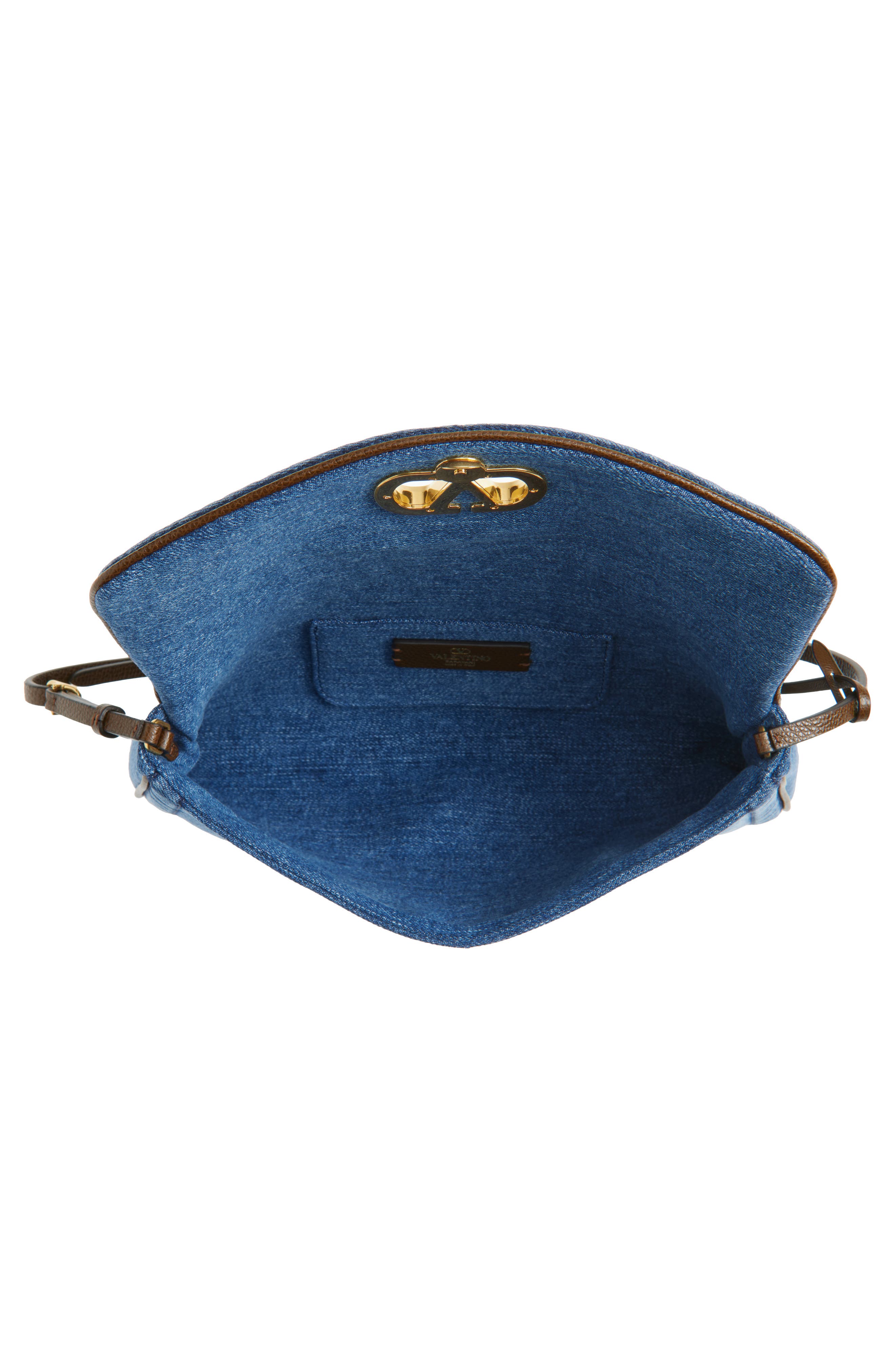Valentino Garavani Small DeVain Denim Clutch, Alternate, color, Denim