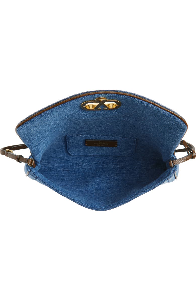 Valentino Garavani Small DeVain Denim Clutch, Alternate, color, Denim