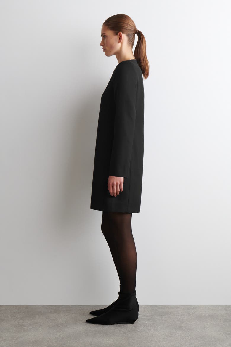 Tailored Wool-Blend Mini Dress, Alternate, color, BLACK